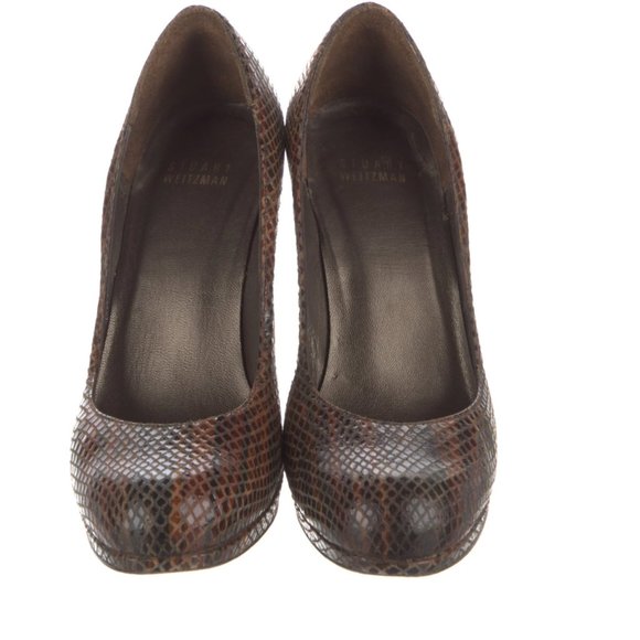 EUC STUART WEITZMAN Tobasco Tweed Snakeskin Heels - Picture 4 of 8